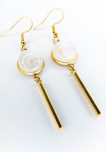 Load image into Gallery viewer, Rainbow Moonstone Dangling Earrings Gold
