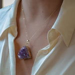 Load image into Gallery viewer, Amethyst Pendant Necklace Gold
