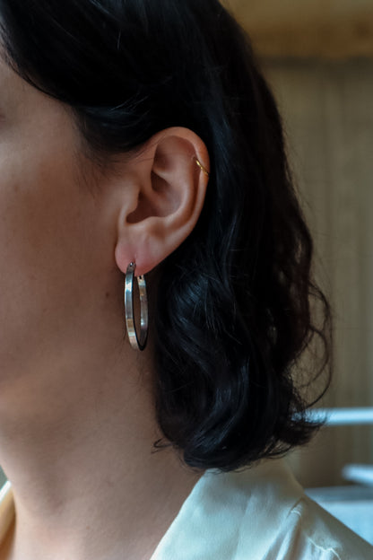 Boucles d'oreilles créoles minimalistes - Argent