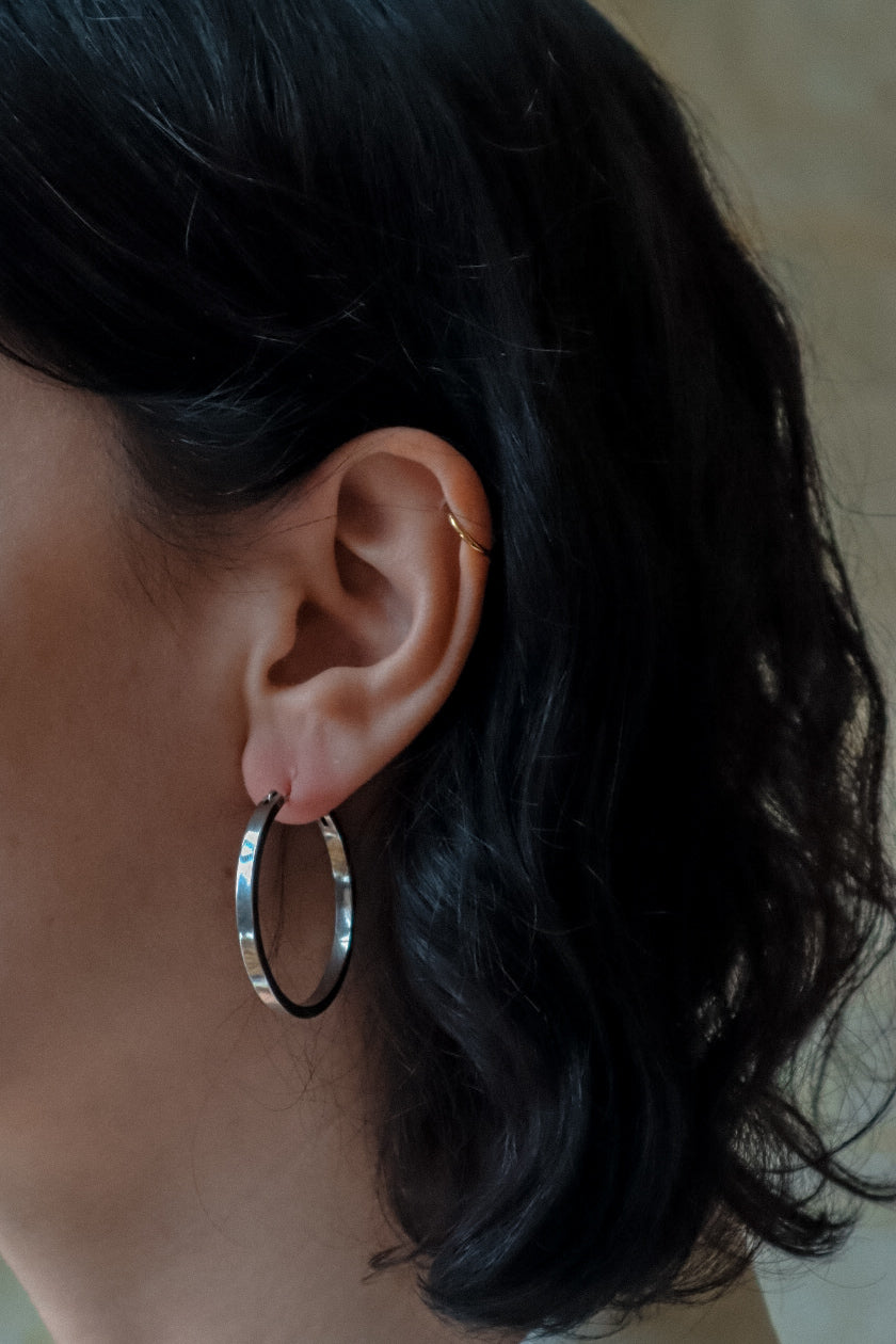 Boucles d'oreilles créoles minimalistes - Argent