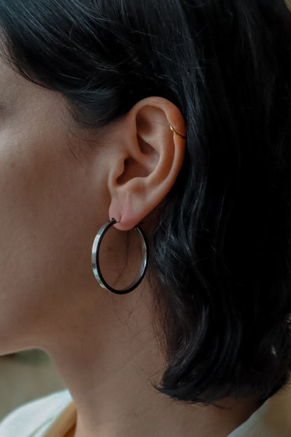 Boucles d'oreilles créoles minimalistes - Argent