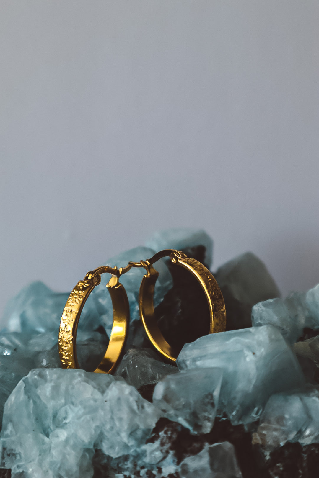 Floral Hoop Earrings - Gold