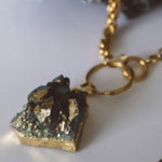 Cargar imagen en el visor de la galería, Gold Amethyst Aura O Ring Choker Wheat Chain - Gold
