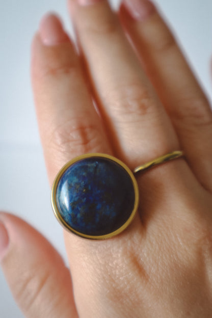 Lapis Lazuli Statement Ring - Gold