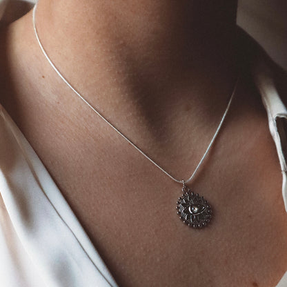 NAZAR Evil Eye Charm Necklace Silver
