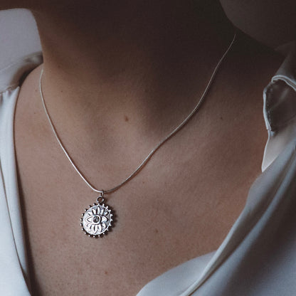 NAZAR Evil Eye Charm Necklace Silver