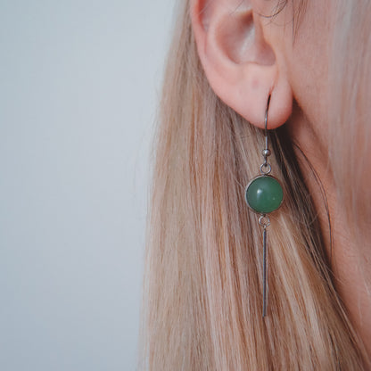 KALA Green Aventurine Earrings Silver