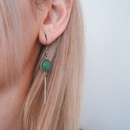 KALA Green Aventurine Earrings Silver