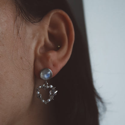 CELESTIAL LOVE Moonstone Earrings Silver