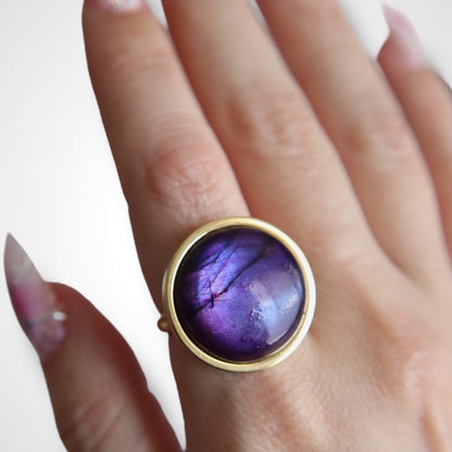 AYA Purple Labradorite Statement Ring Gold