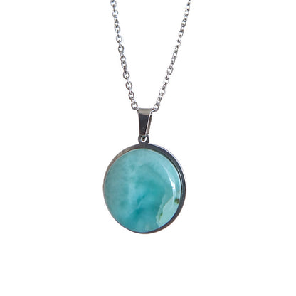 SAYA Larimar Pendant Statement Necklace Silver