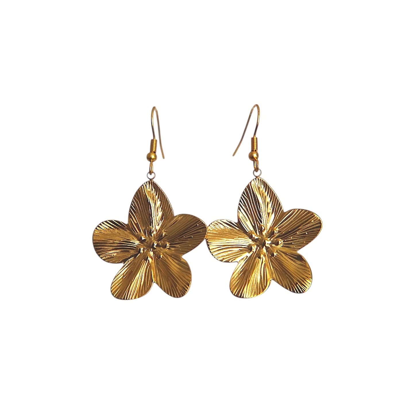 HIBISCUS Flower Charm Dangle Earrings Gold
