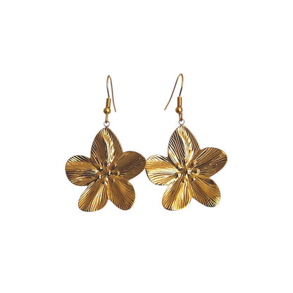 HIBISCUS Flower Charm Dangle Earrings Gold
