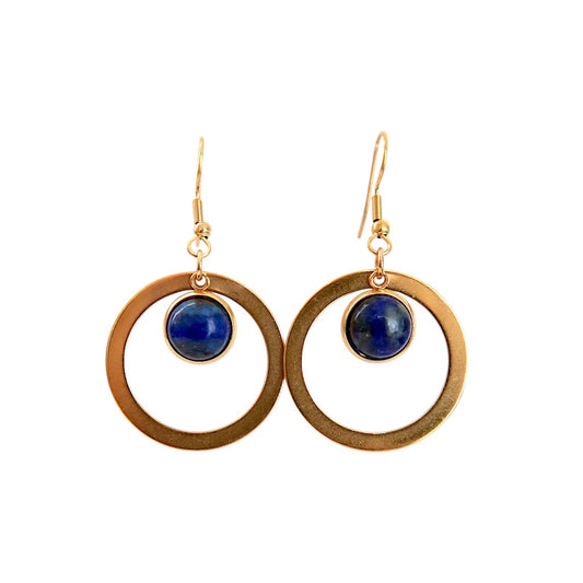 Lunaria Lapis Lazuli Dangle & Drop Hoop Earrings Gold