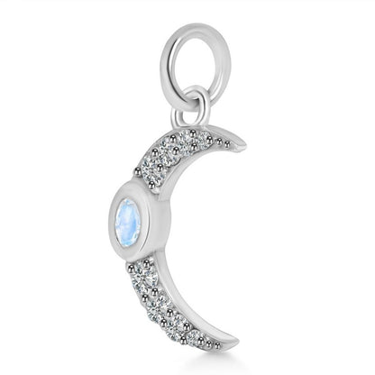 SOMA Moonstone & White Topaz Crescent Moon Pendant 925 Silver