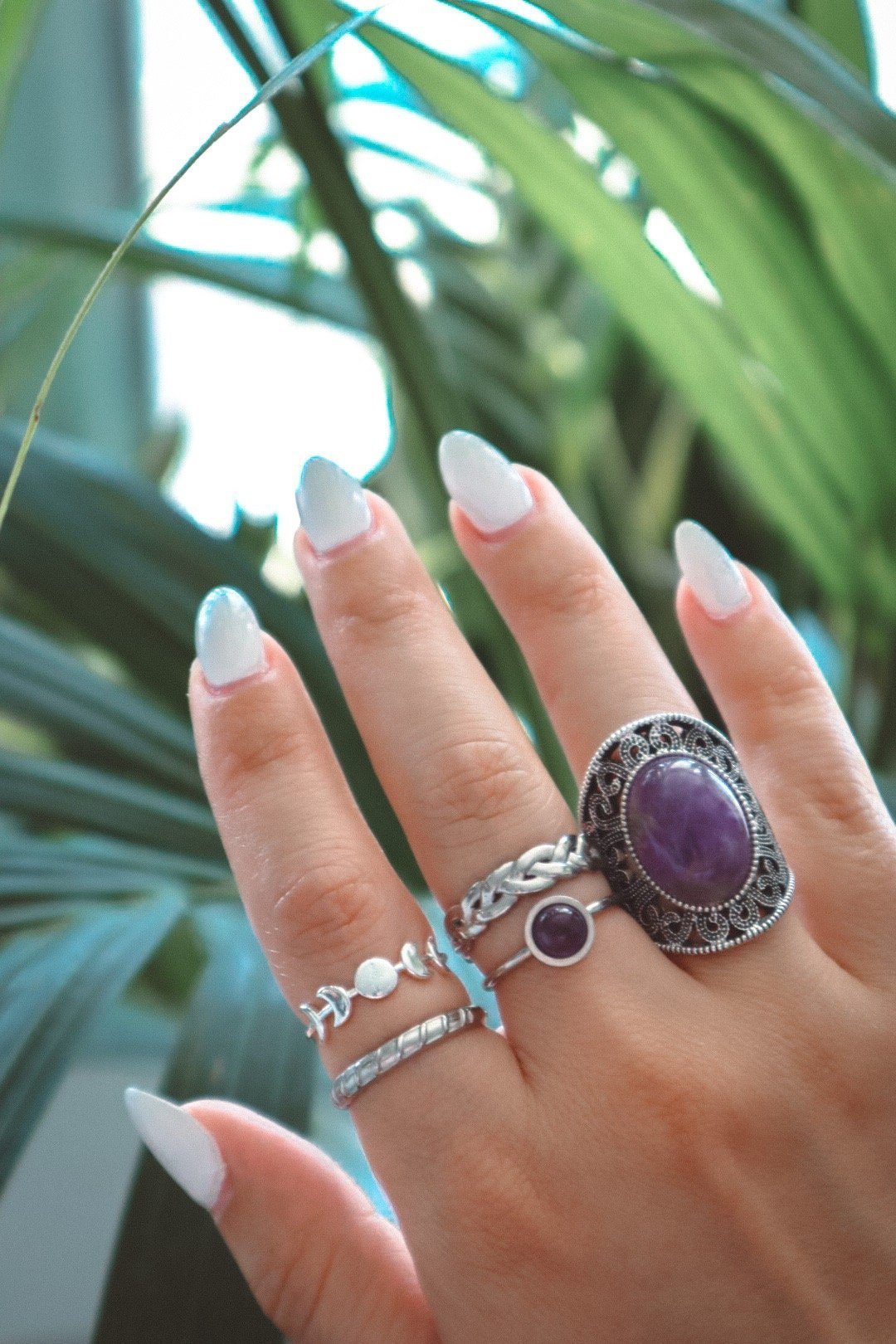 Amethyst Minimalist Ring Silver - s o l i s t i a l