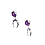 Load image into Gallery viewer, ANUK Amethyst Stud Crescent Moon Earrings Silver
