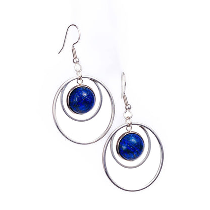 ANETHA Lapis Lazuli Hoop Earrings Silver - s o l i s t i a l