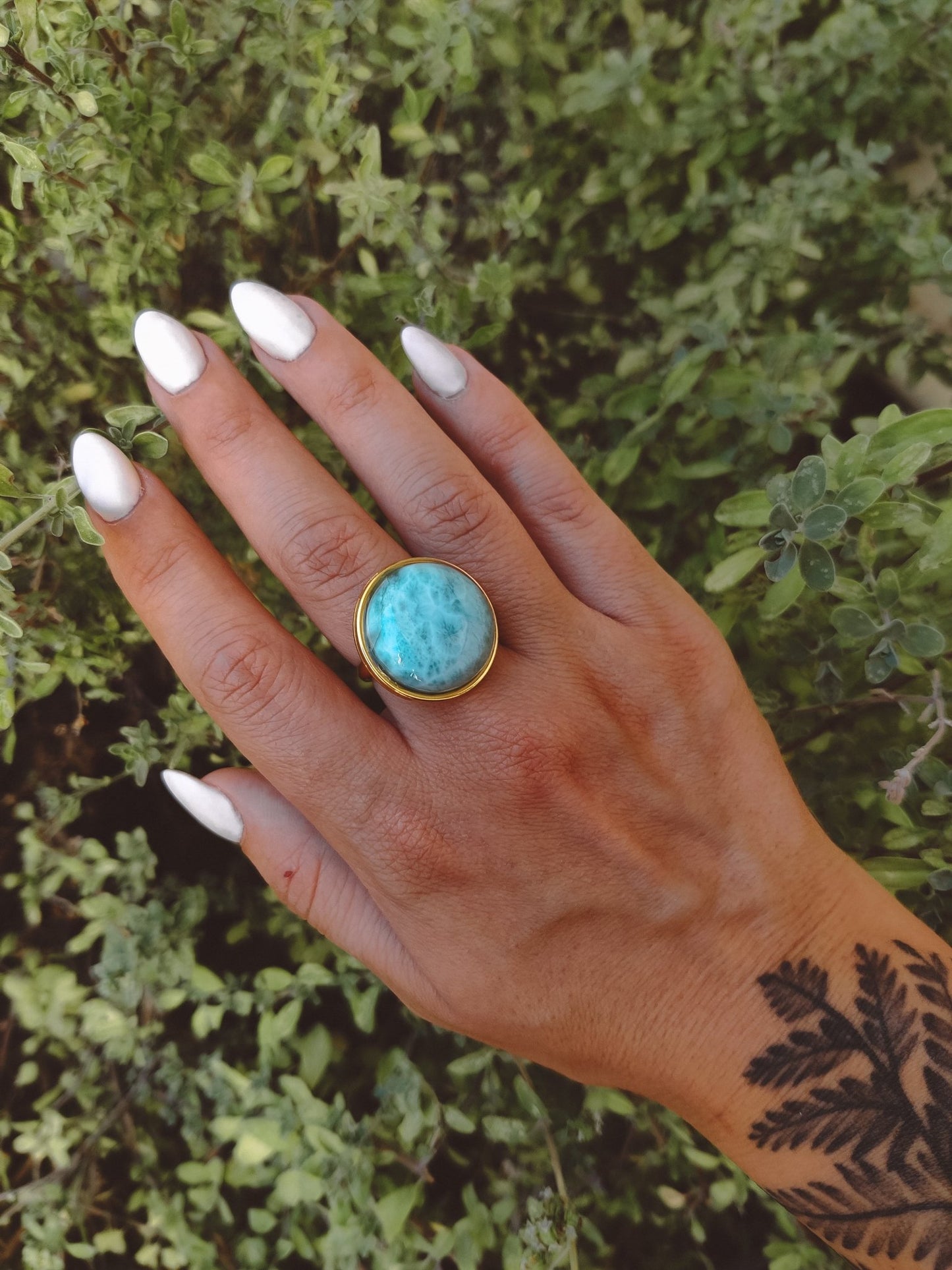 AYA Blue Larimar Statement Ring Gold - s o l i s t i a l