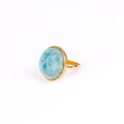 AYA Blue Larimar Statement Ring Gold - s o l i s t i a l