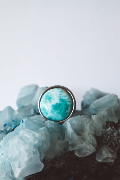 AYA Blue Larimar Statement Ring Silver - s o l i s t i a l