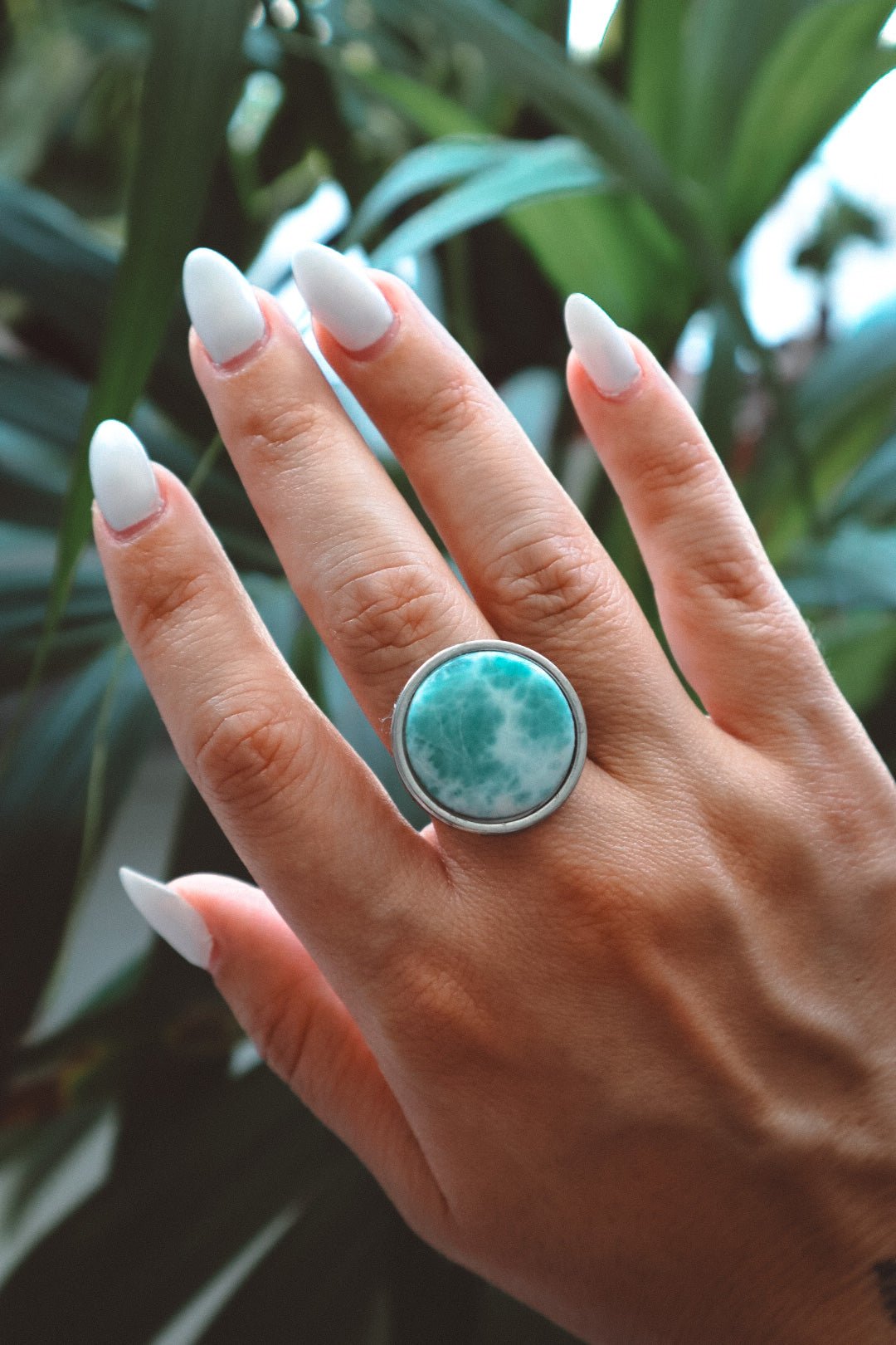 AYA Blue Larimar Statement Ring Silver - s o l i s t i a l