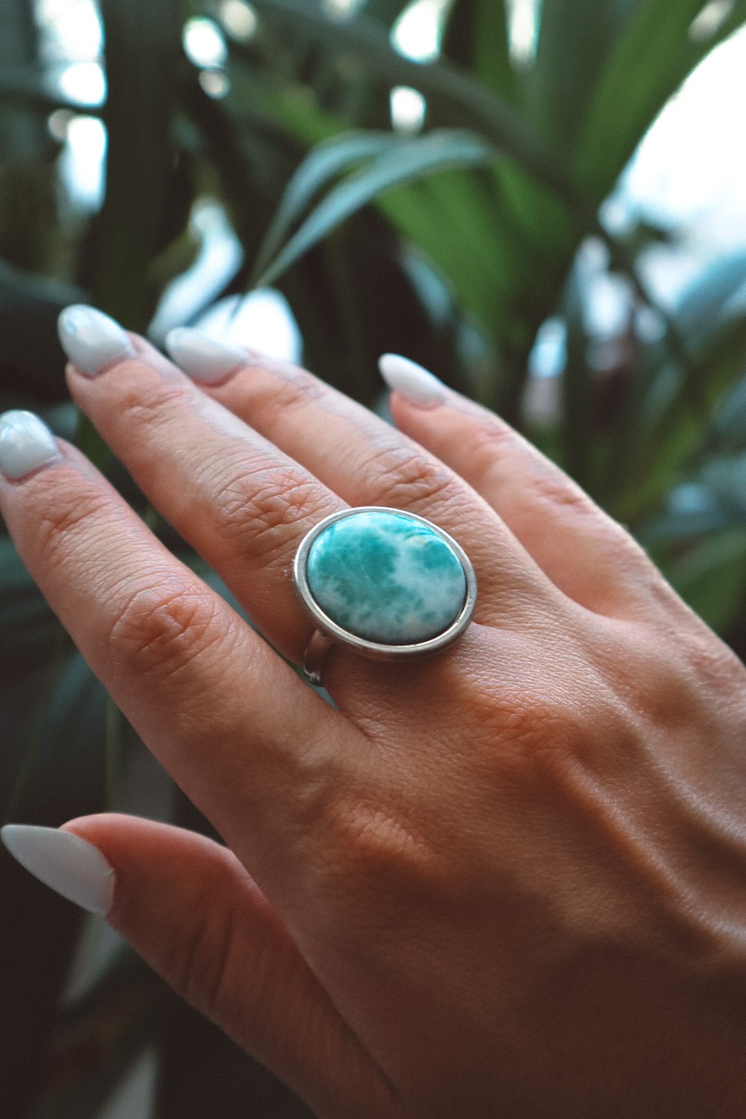 AYA Blue Larimar Statement Ring Silver - s o l i s t i a l