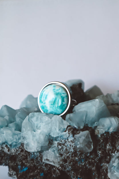 AYA Blue Larimar Statement Ring Silver - s o l i s t i a l