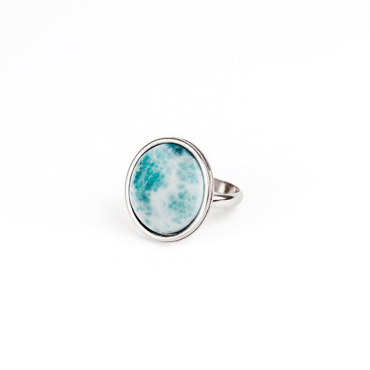 AYA Blue Larimar Statement Ring Silver - s o l i s t i a l