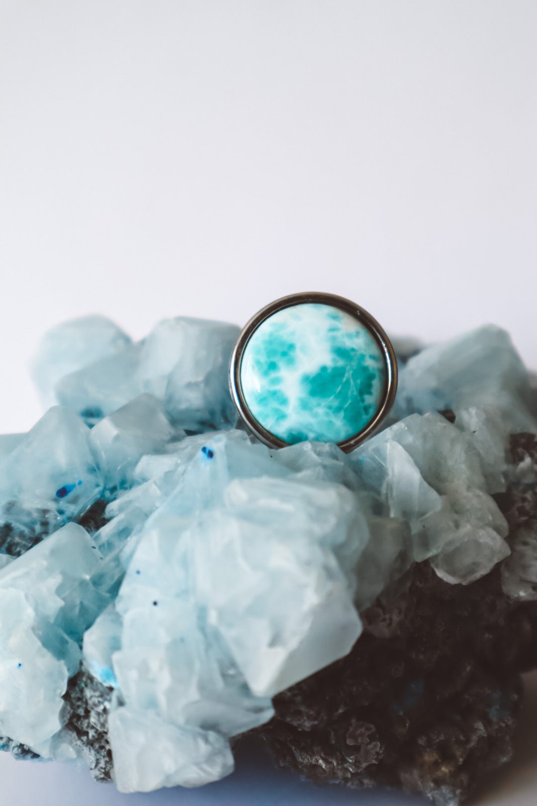 AYA Blue Larimar Statement Ring Silver - s o l i s t i a l