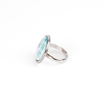 AYA Blue Larimar Statement Ring Silver - s o l i s t i a l