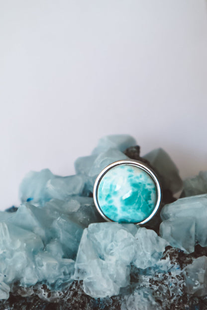 AYA Blue Larimar Statement Ring Silver - s o l i s t i a l