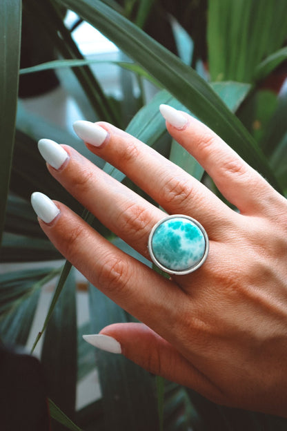 AYA Blue Larimar Statement Ring Silver - s o l i s t i a l