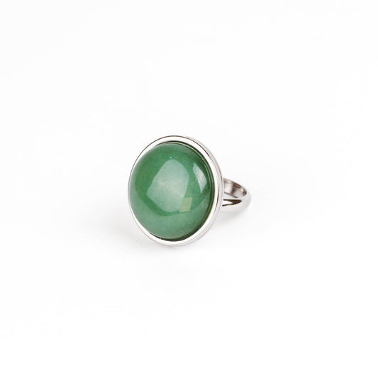 AYA Green Aventurine Statement Ring Silver - s o l i s t i a l