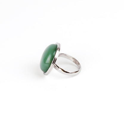 AYA Green Aventurine Statement Ring Silver - s o l i s t i a l