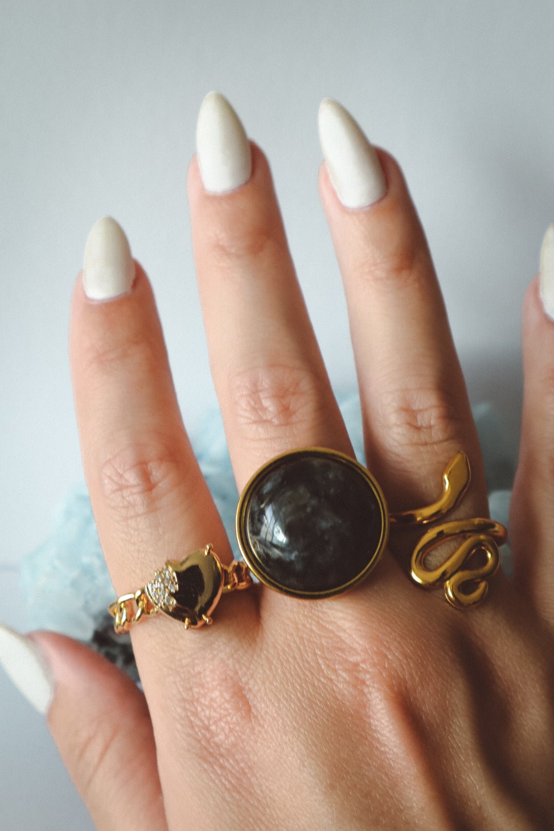 AYA Larvikite Statement Ring Gold - s o l i s t i a l