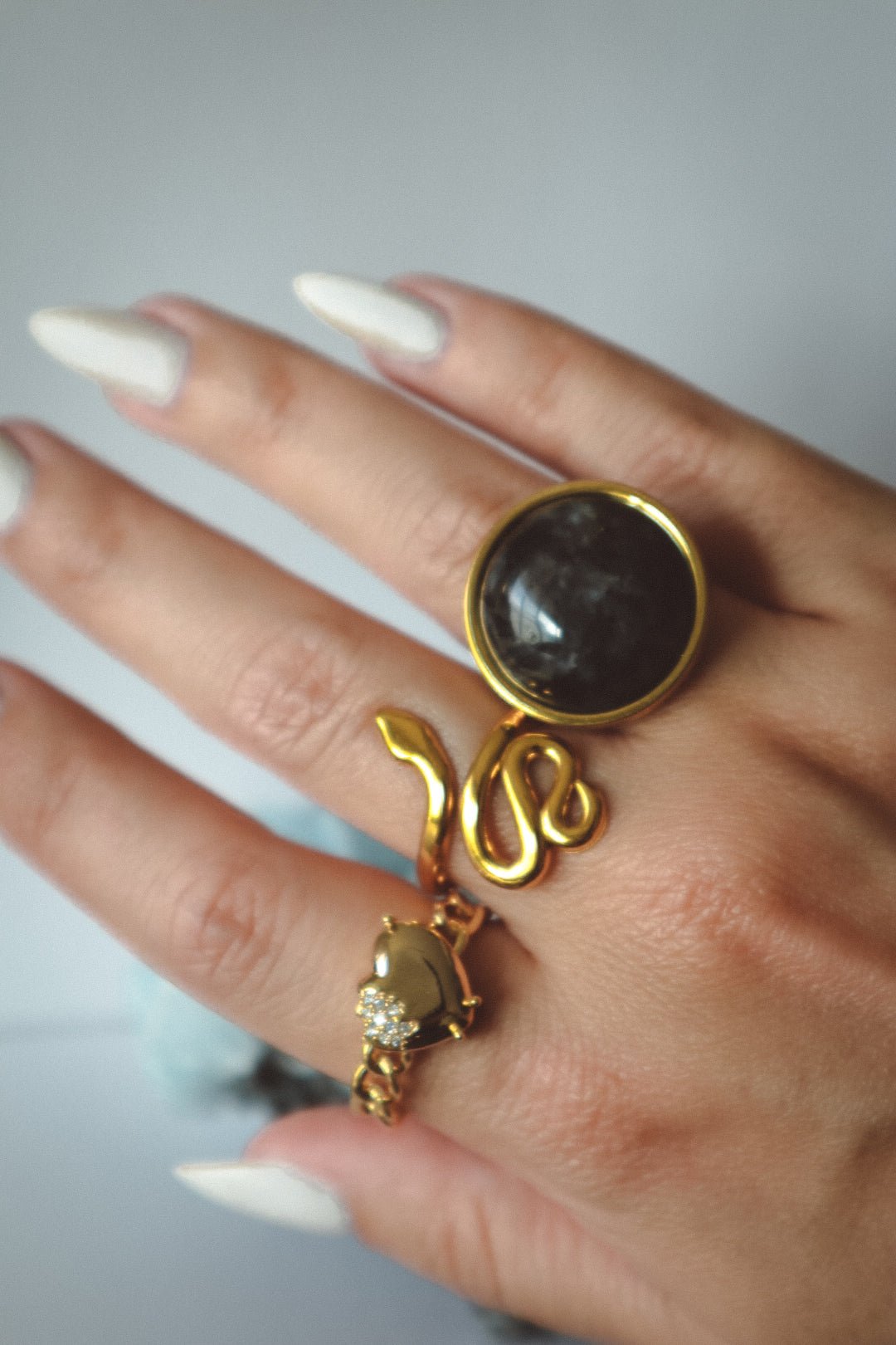 AYA Larvikite Statement Ring Gold - s o l i s t i a l