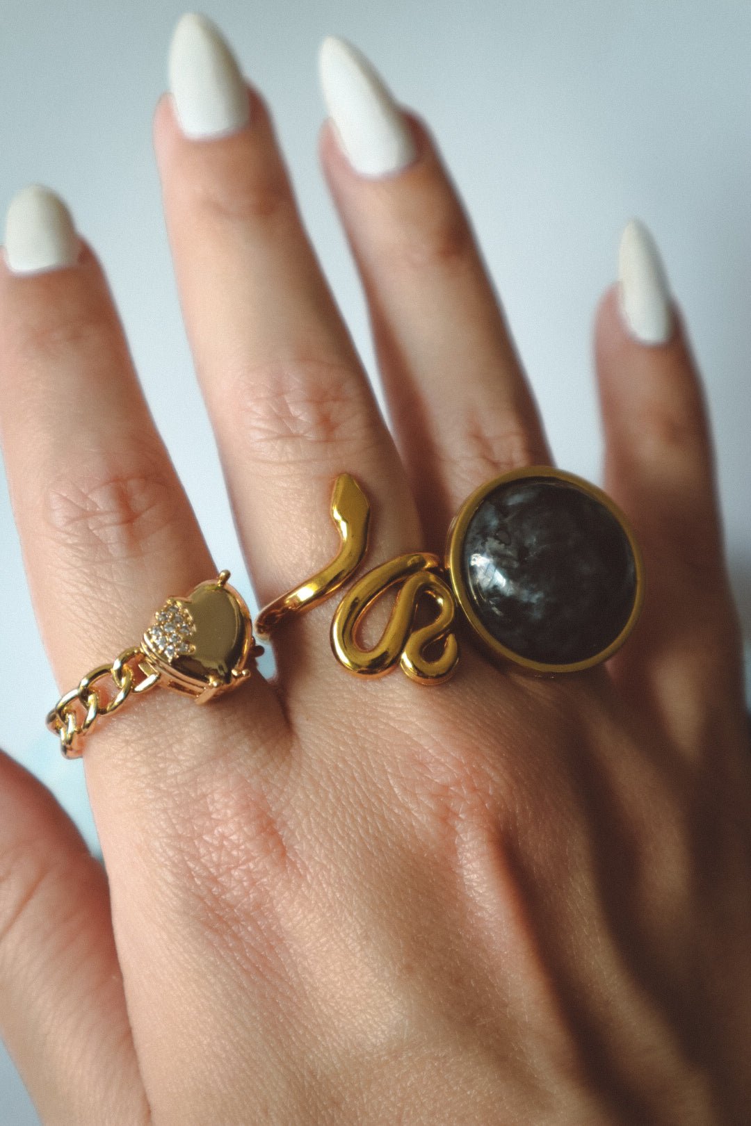 AYA Larvikite Statement Ring Gold - s o l i s t i a l