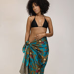 Load image into Gallery viewer, handmade bali scarf Blue Floral Silk Sarong - Nerium
