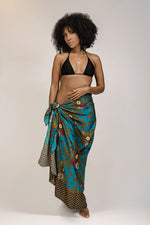 Load image into Gallery viewer, Blue Floral Silk Sarong - Nerium

