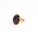 Load image into Gallery viewer, larvikite natural stone ring gold stainless steel
