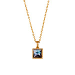 Load image into Gallery viewer, VARG Blue Labradorite Square Pendant Necklace - Gold
