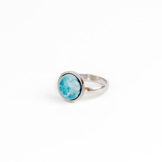 blue larimar ring silver stainless steel