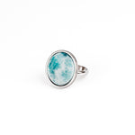 Load image into Gallery viewer, AYA Blue Larimar Statement Ring Silver
