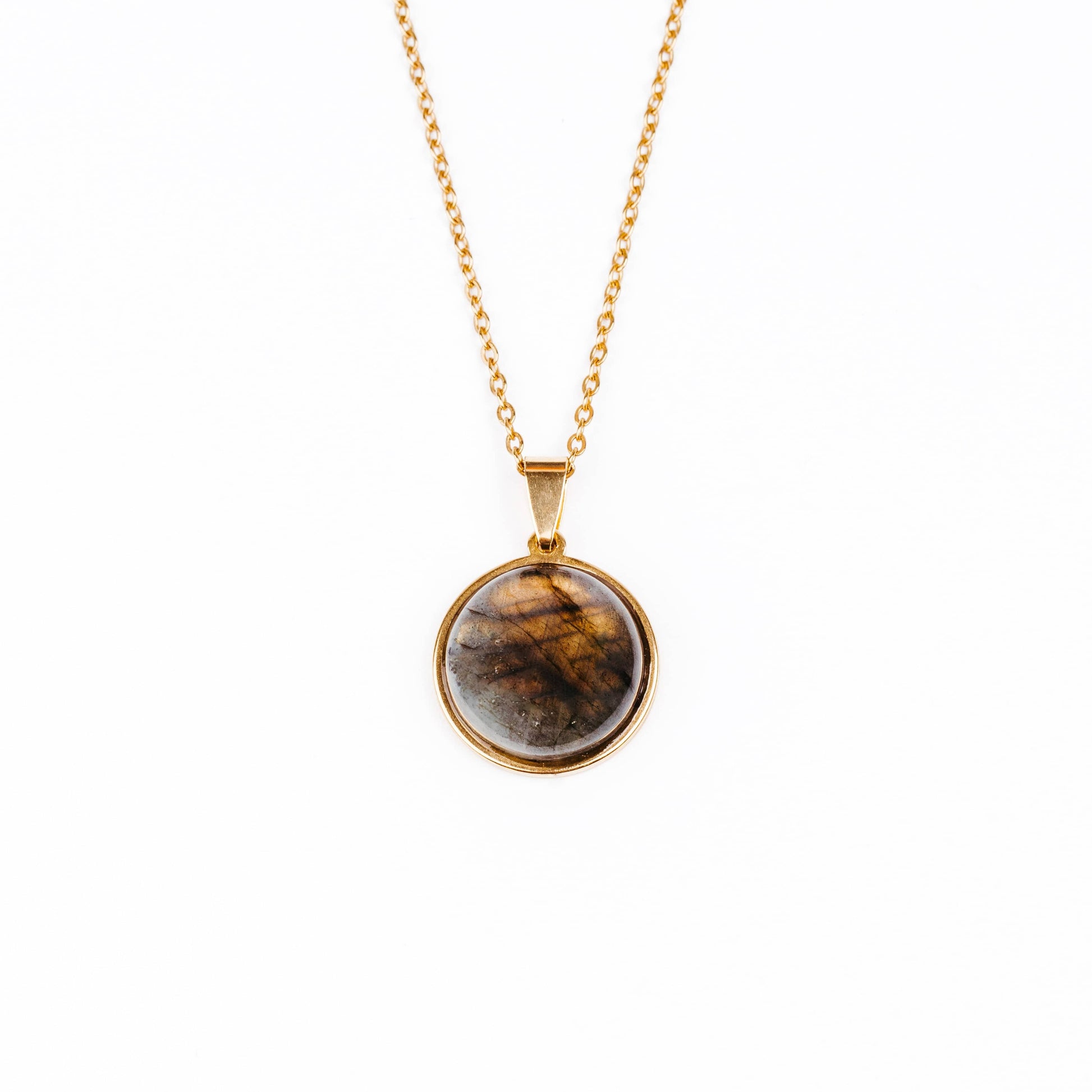 SAYA Gold Brown Labradorite Necklace Gold handmade jewelry