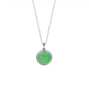 SAYA Green Aventurine Pendant Necklace - Silver
