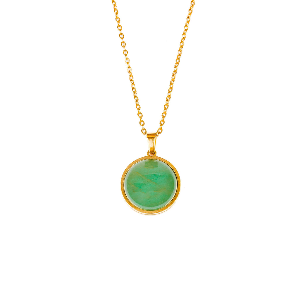 SAYA Green Aventurine Pendant Necklace - Gold