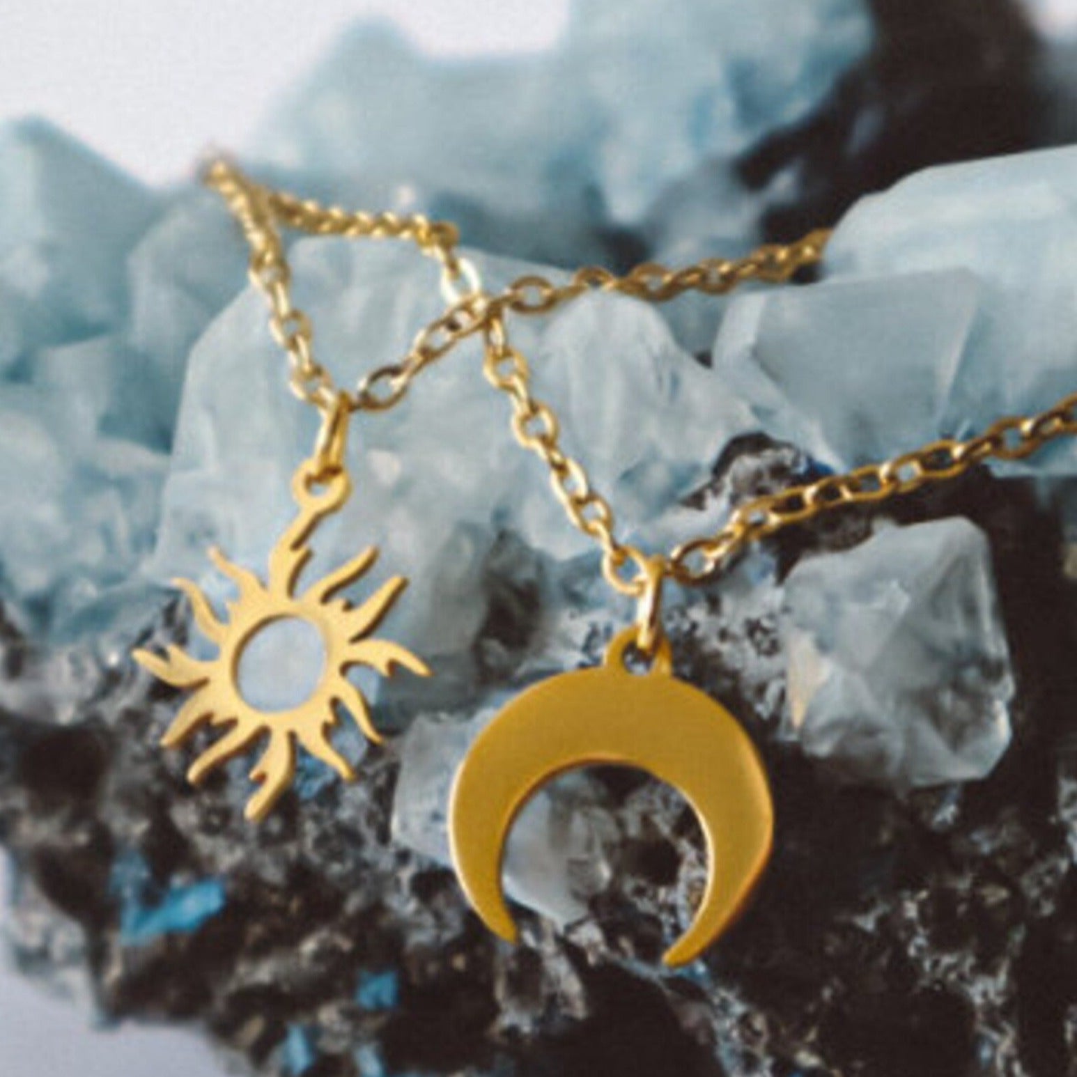 Sun and Moon Necklace - Gold