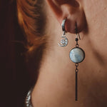 Load image into Gallery viewer, STELLA Sun and Moon Charm Earrings Silver
