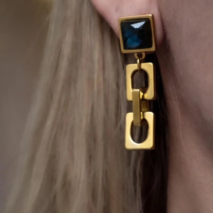 VARG Blue Labradorite Chain Earrings Gold